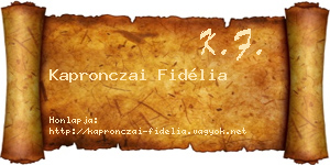 Kapronczai Fidélia névjegykártya
